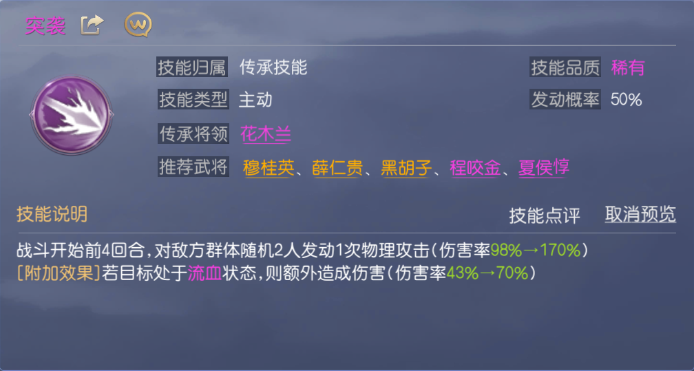 征服与霸业值得传承的四星将领技能——流血联动AOE爆发【突袭】