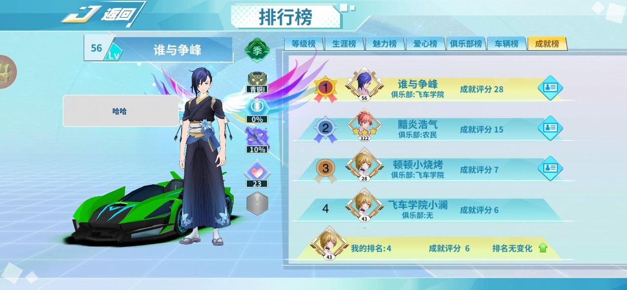 飞车学院（测试版）剧情生涯：排行榜（后篇）