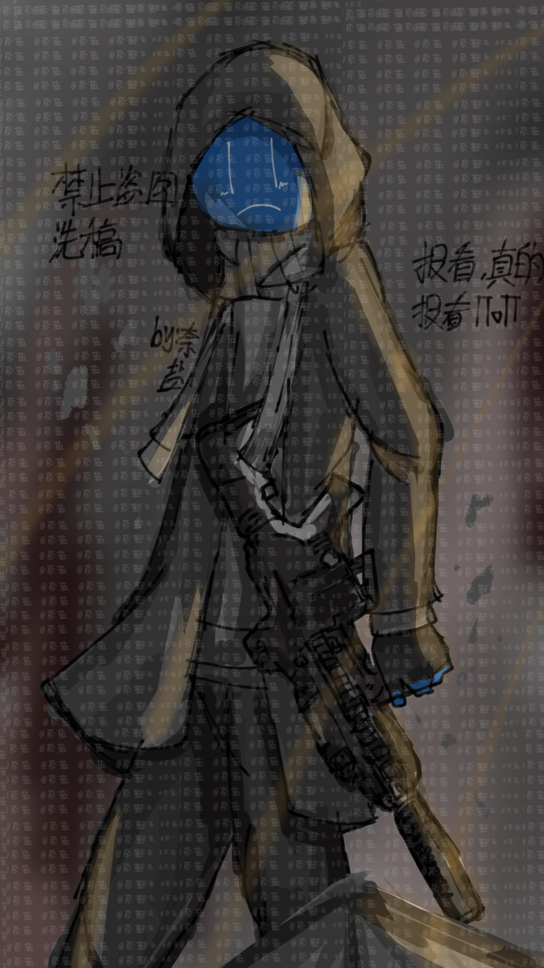 上班摸鱼模拟器画了一只拿枪的阿扫