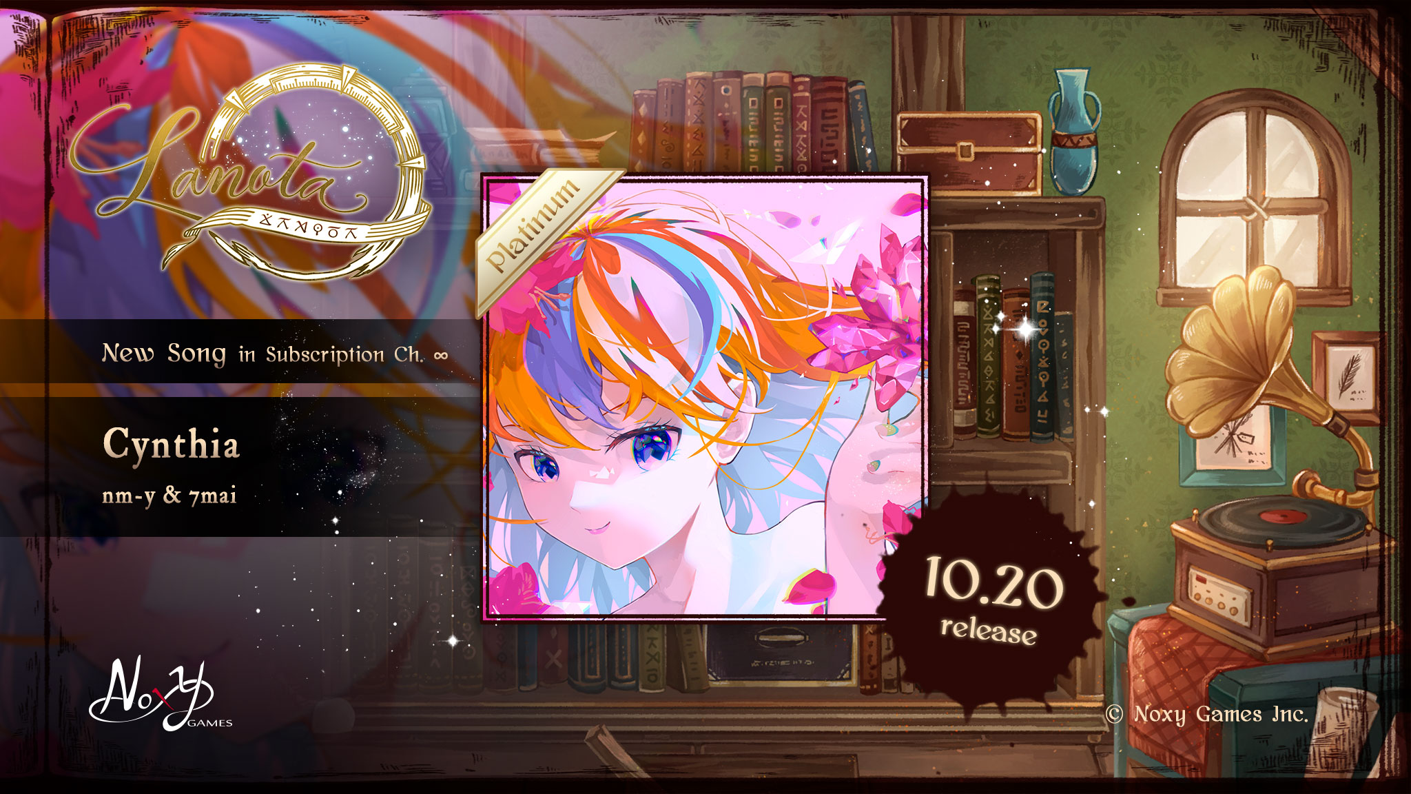 调律诗篇 Lanota《里莫的秘密书房 - 191》
新曲「Cynthia / nm-y & 7mai」将于10月20日推出！