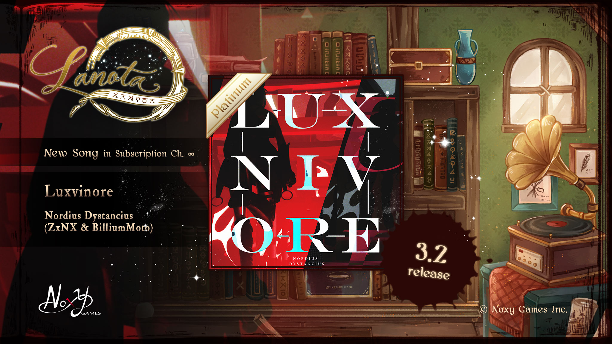 调律诗篇 Lanota《里莫的秘密书房 - 210》新曲「Luxvinore / Nordius Dystancius (ZxNX & BilliumMoto)」今日推出！