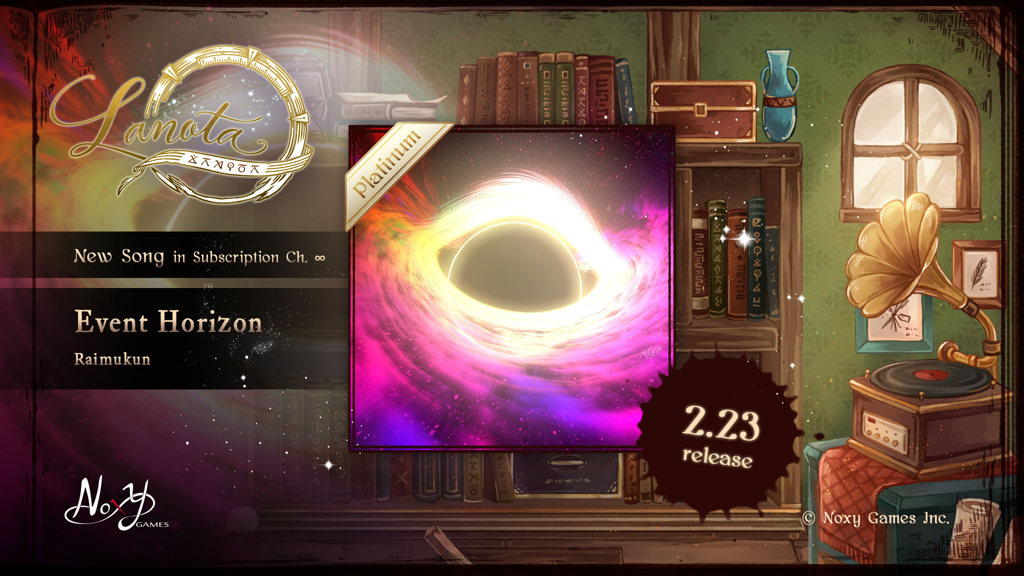 调律诗篇 Lanota《里莫的秘密书房 - 209》新曲「Event Horizon / Raimukun」将于2月23日推出！