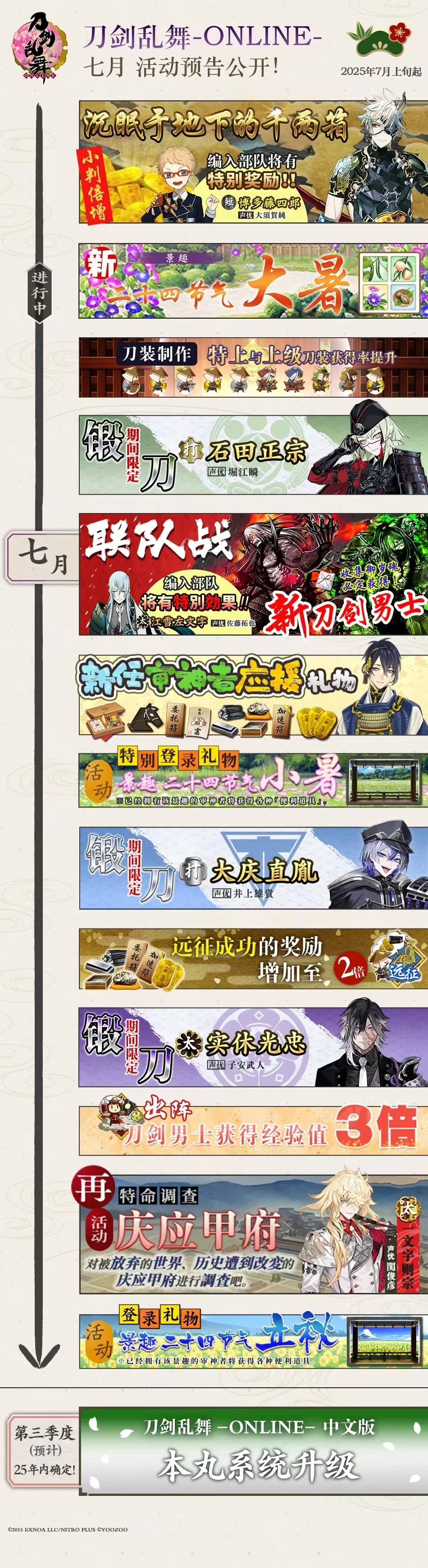 刀剑乱舞-ONLINE-【课表分析】2025年7月【白月魔女】