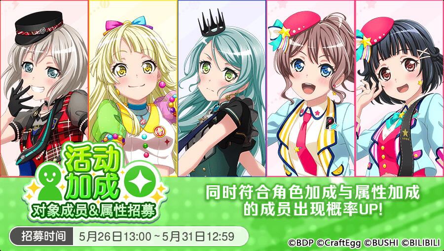 梦想协奏曲！少女乐团派对！招募预告·「活动加成对象成员&属性招募」