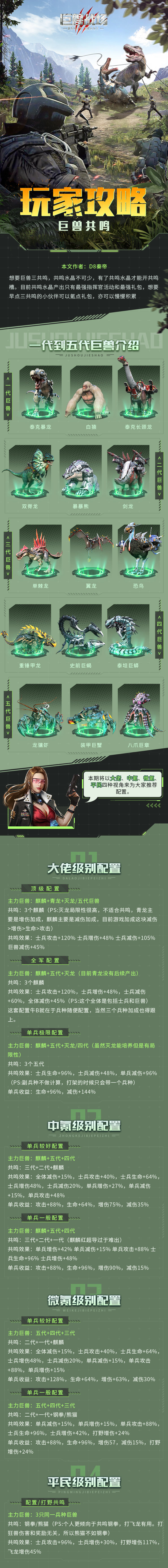 巨兽战场【玩家攻略】巨兽共鸣—巨兽如何搭配才能达到最优效果？