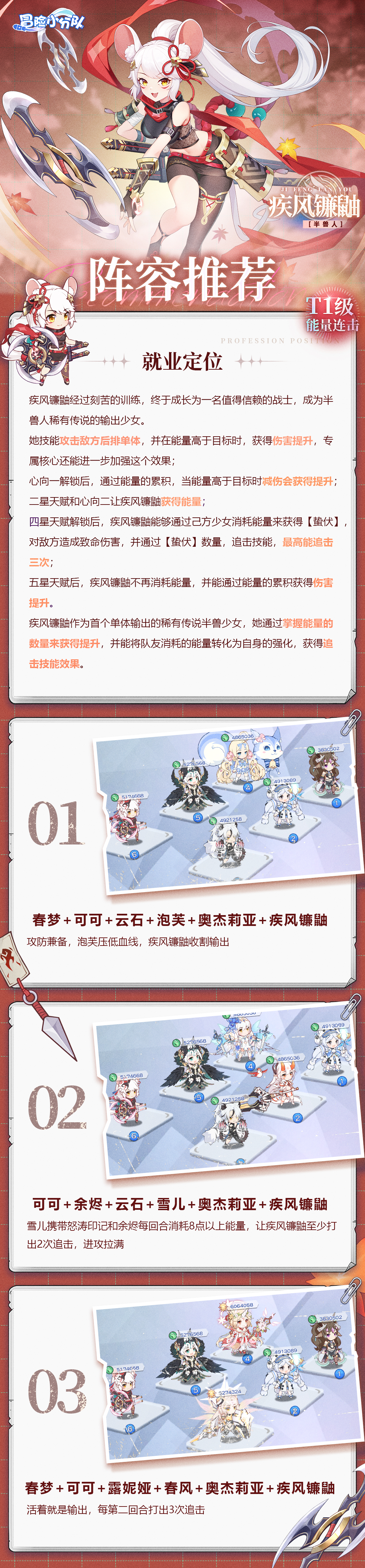冒险小分队【少女初见&羁绊之礼】疾风镰鼬-阵容推荐