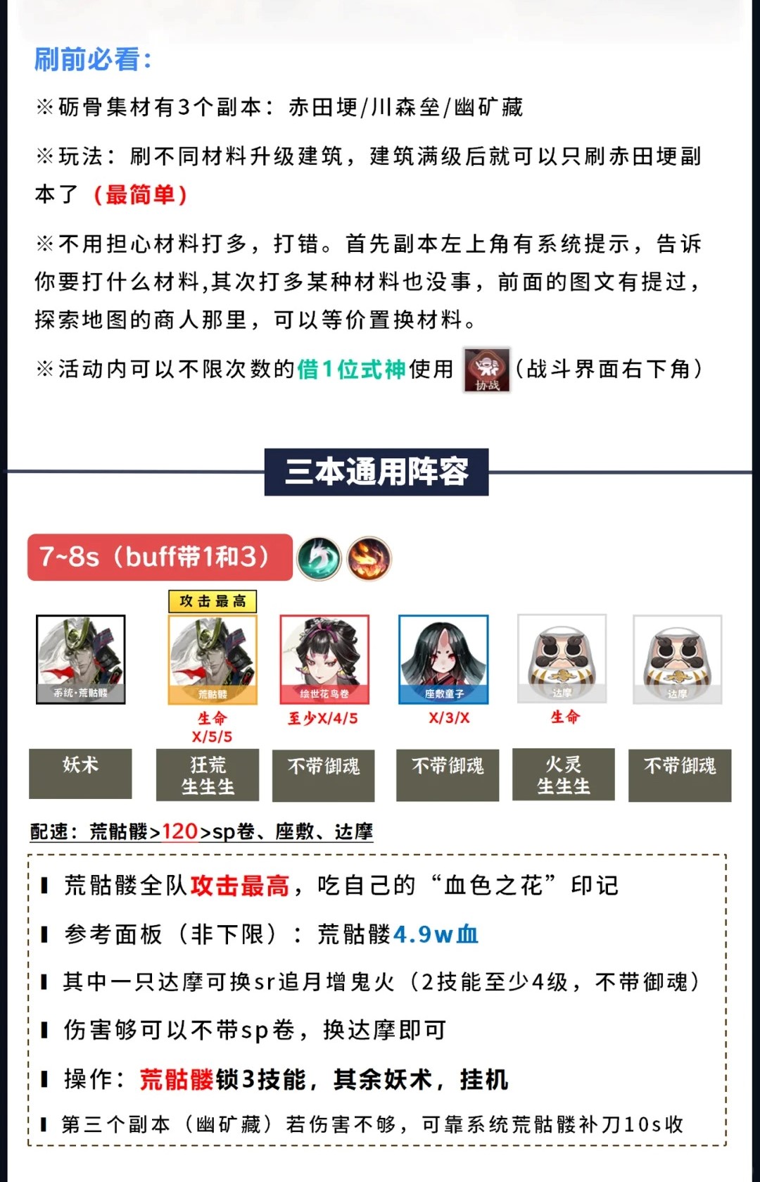 阴阳师《阴阳师》【火照归途】荒骷髅伴生活动，阵容速刷+玩法