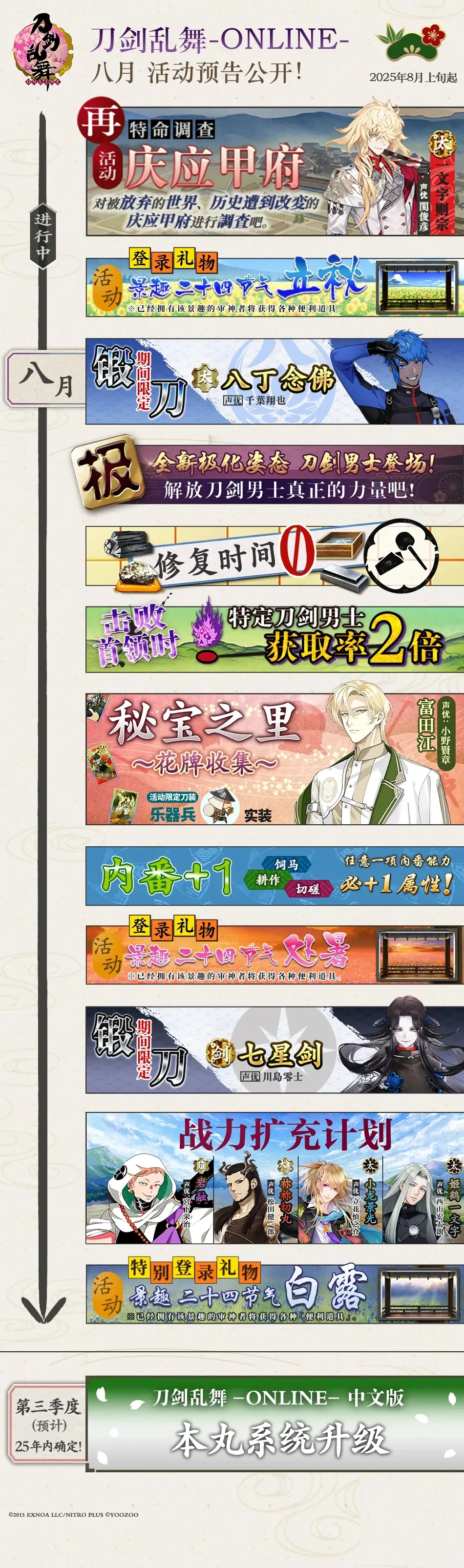 刀剑乱舞-ONLINE-【课表分析】2025年8月【白月魔女】