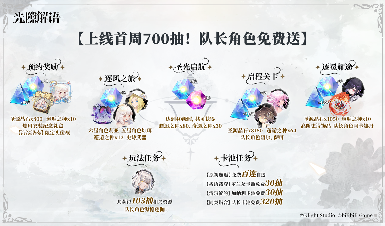 光隙解语【光隙解语】公测700抽指南！