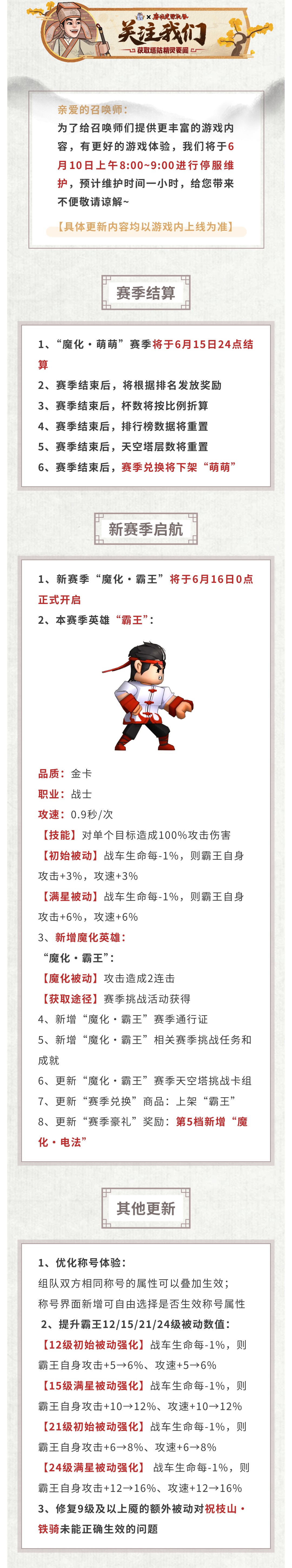 塔防精灵【版本更新】新赛季“魔化·霸王”启航！称号体验优化！