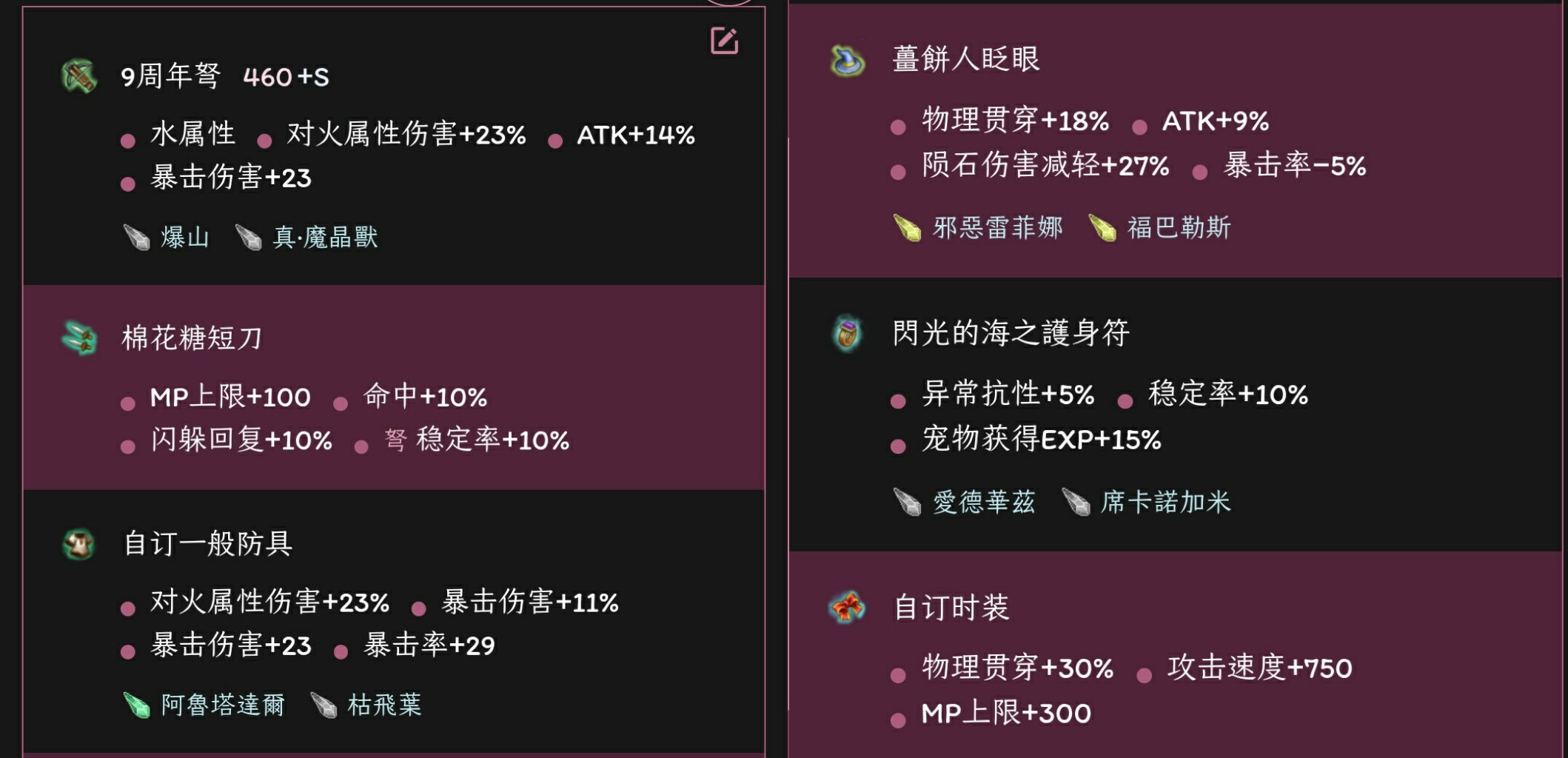 托拉姆物语290版本弩刀装备配置