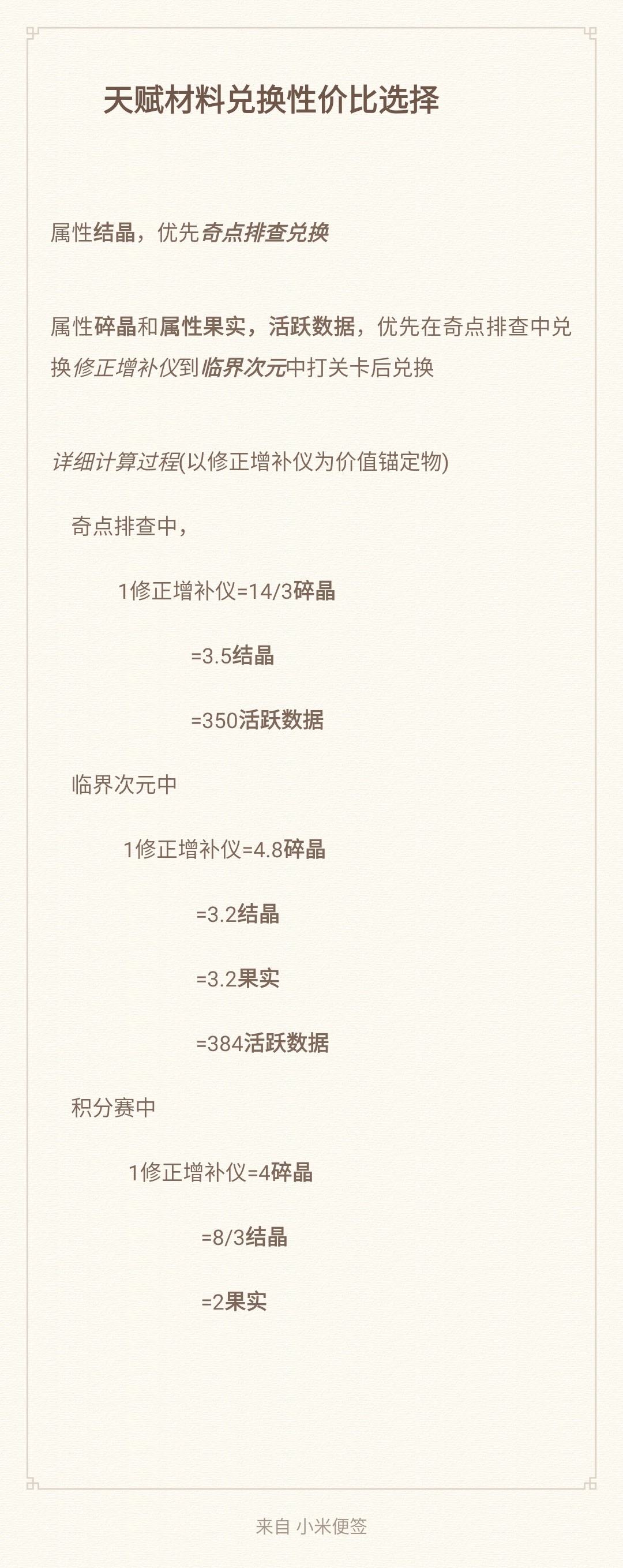 百分之一天赋材料兑换的性价比选择