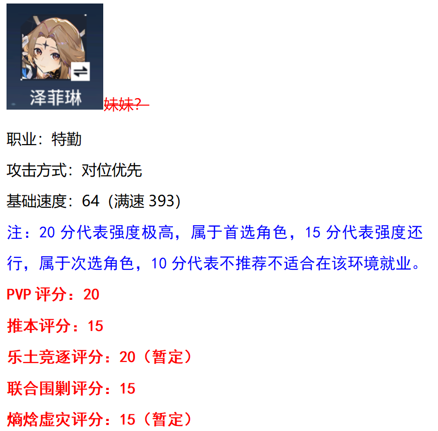锚点降临锚点降临-泽菲琳培养方案（个人向）