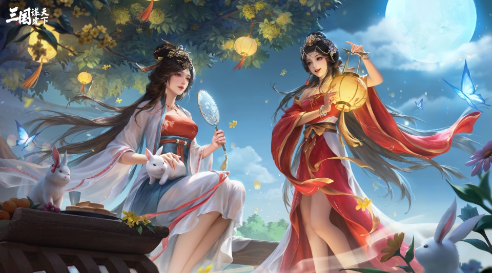 三国：谋定天下三国谋定天下：二乔在中秋得了新皮肤，加上黄月英更是锤爆都督队