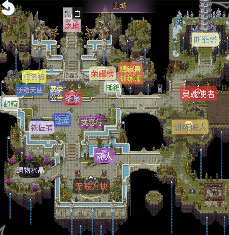 黑白之地黑白之地：主城功能简介