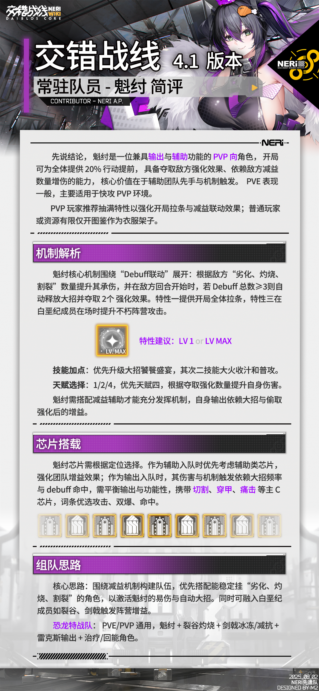 交错战线【攻略一图流】魁纣简评：养成组队芯片（搬运）
