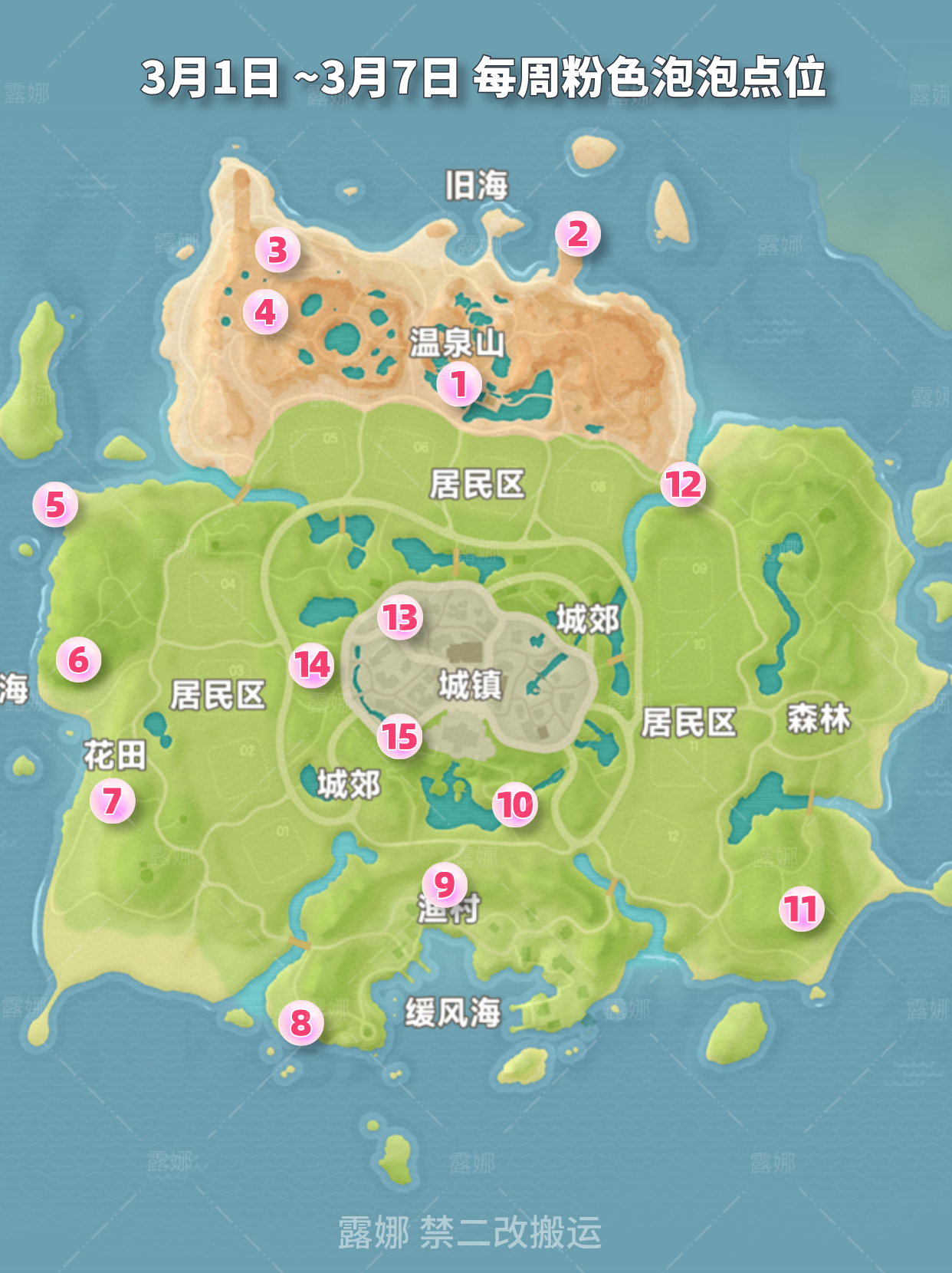 心动小镇心动小镇 3月1日~3月7日 粉色泡泡家具位置