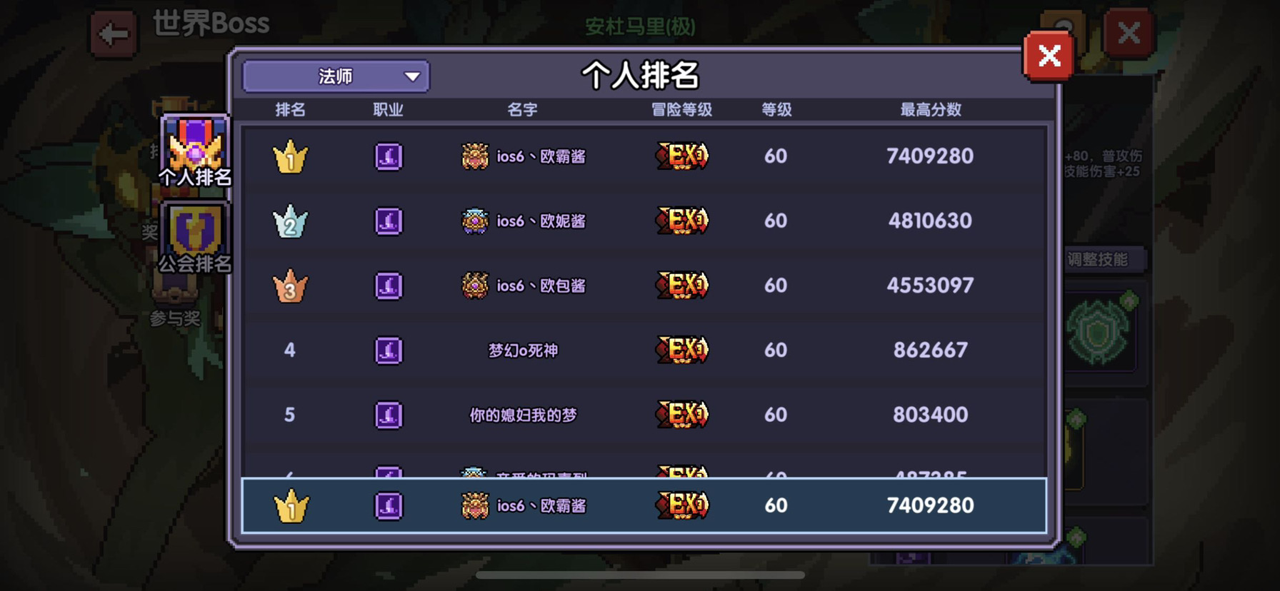 我的勇者各职业世界boss组队强度情况（2022年1月-3月）