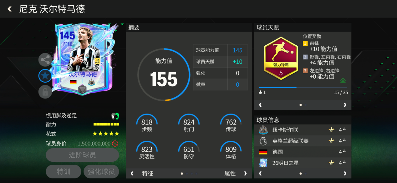 FC足球世界巨星来袭：明日之星高中锋推荐&mdash;&mdash;沃尔特马德