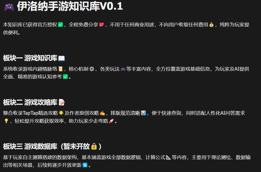 伊洛纳伊洛纳手游知识库v0.1