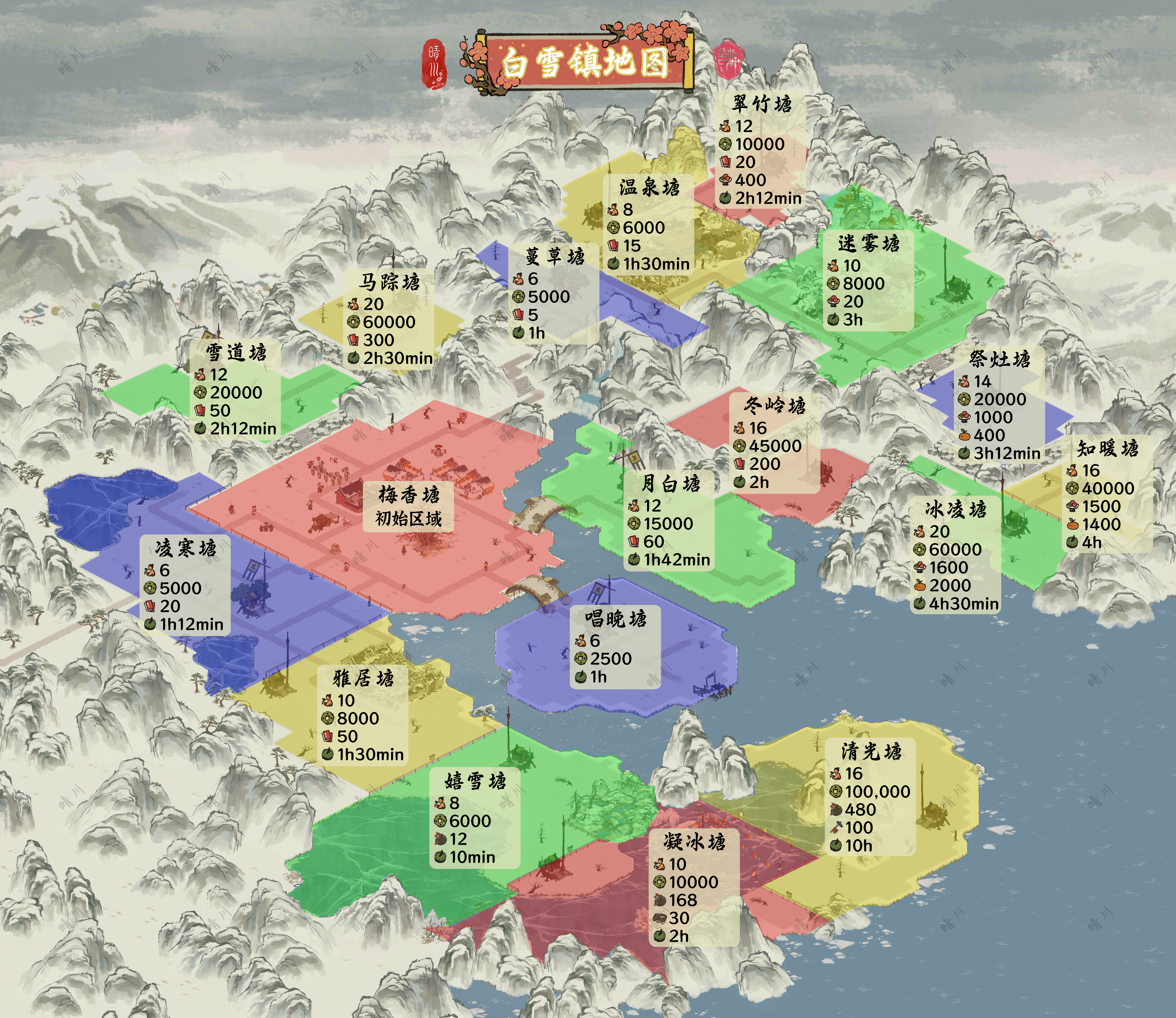 江南百景图5.2.0江南百景图 白雪镇冰湖区 扩地详解