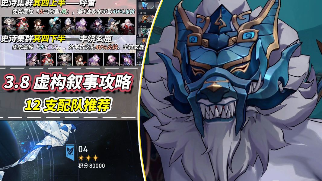 崩坏：星穹铁道【V3.8攻略】虚构叙事&middot;史诗集群｜难度降低，12支队伍推荐