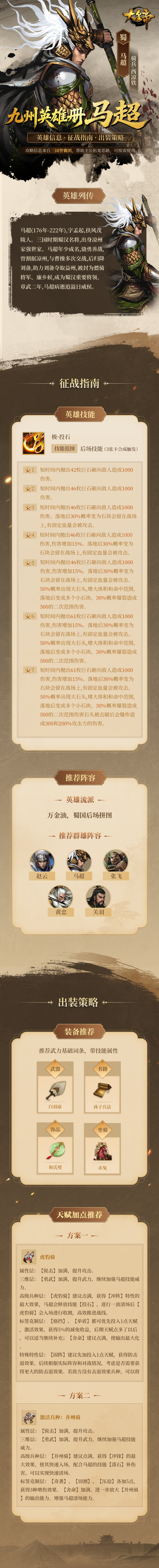 大皇帝手游九州英雄册丨S2传奇英雄-马超