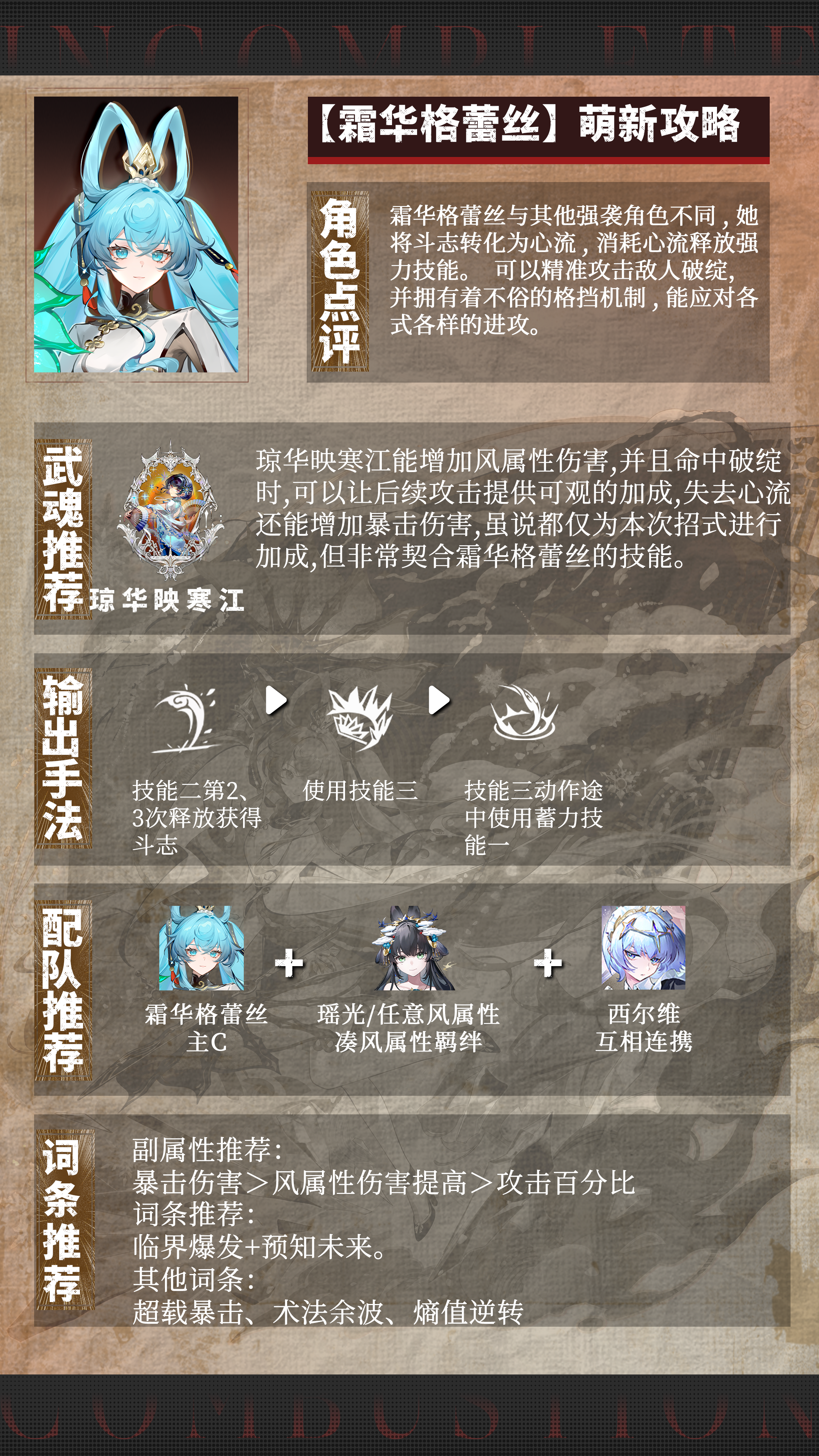 辉烬【霜华格蕾丝】输出手法+配装推荐！新手一图流攻略！