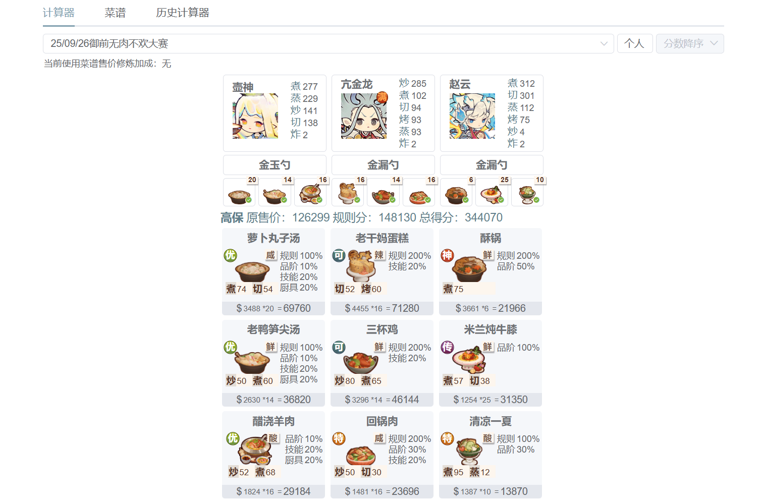 爆炒江湖【算分】为御前无肉不欢大赛做准备！ ᐕ)୨