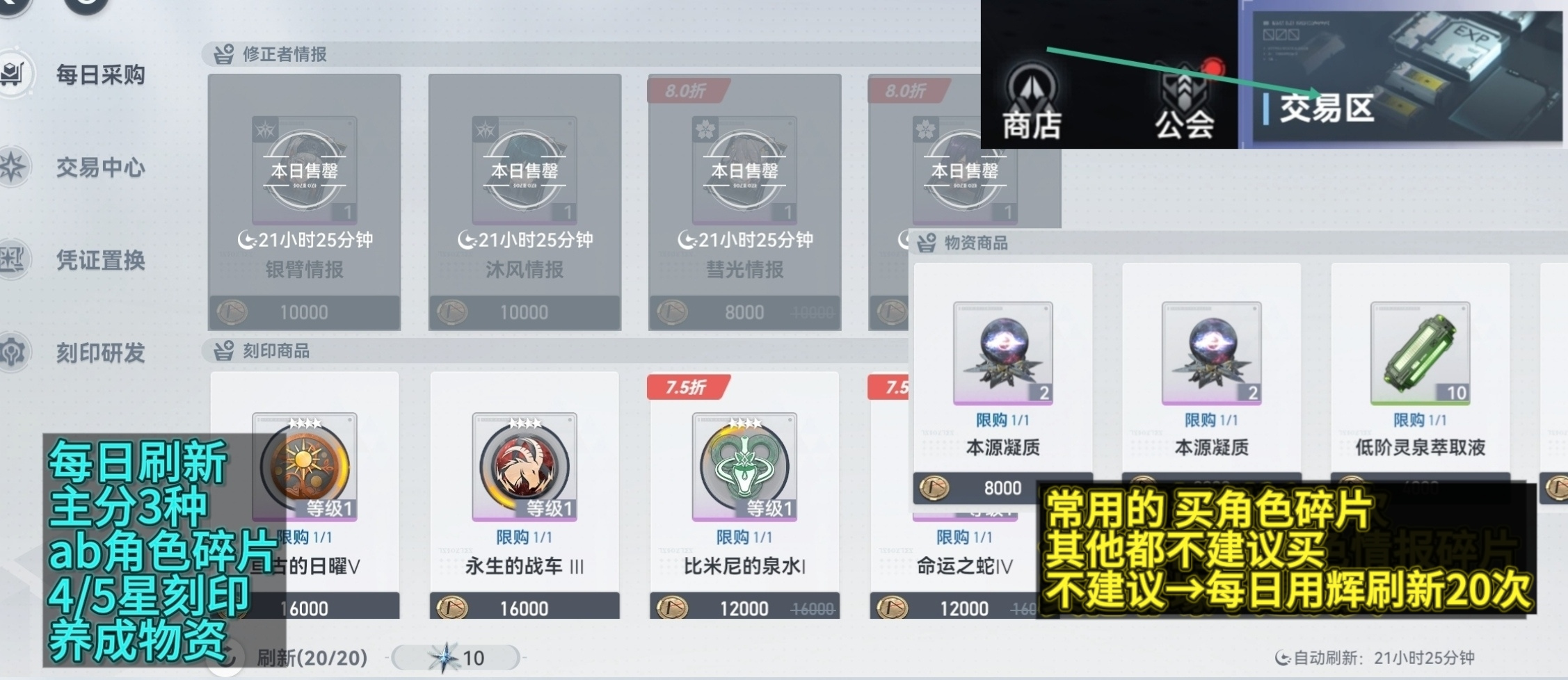 深空之眼每周黄票角色碎片以及相关商店杂乱介绍