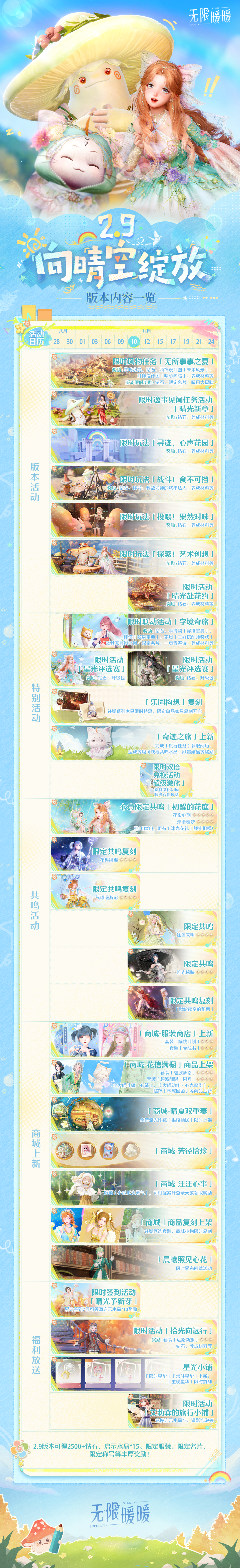 无限暖暖♾️2.9版本「向晴空绽放」| 版本内容一览