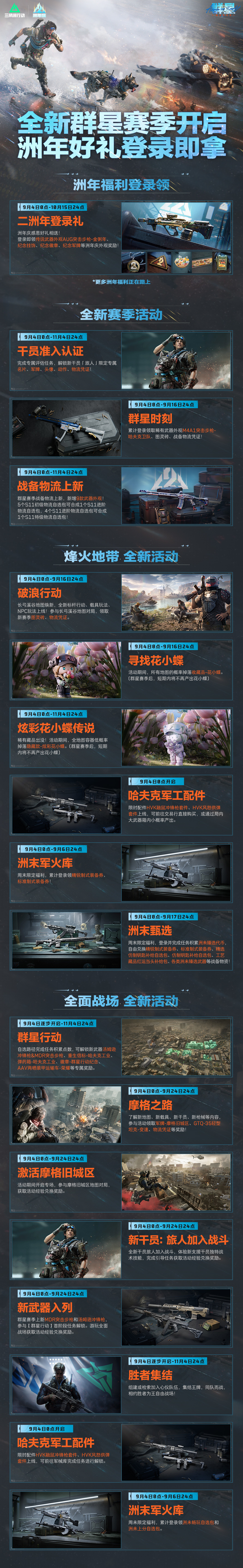 三角洲行动本周活动丨9月4日全新群星赛季开启，洲年好礼登录即拿！