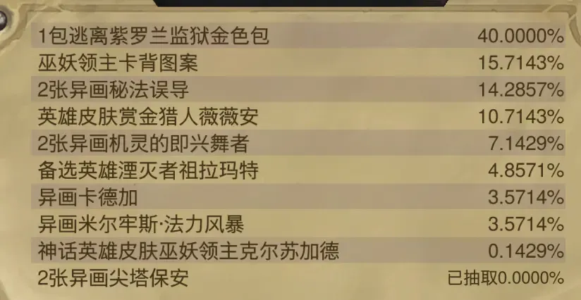 炉石传说炉石新暗月宝藏爆率+所需金额
